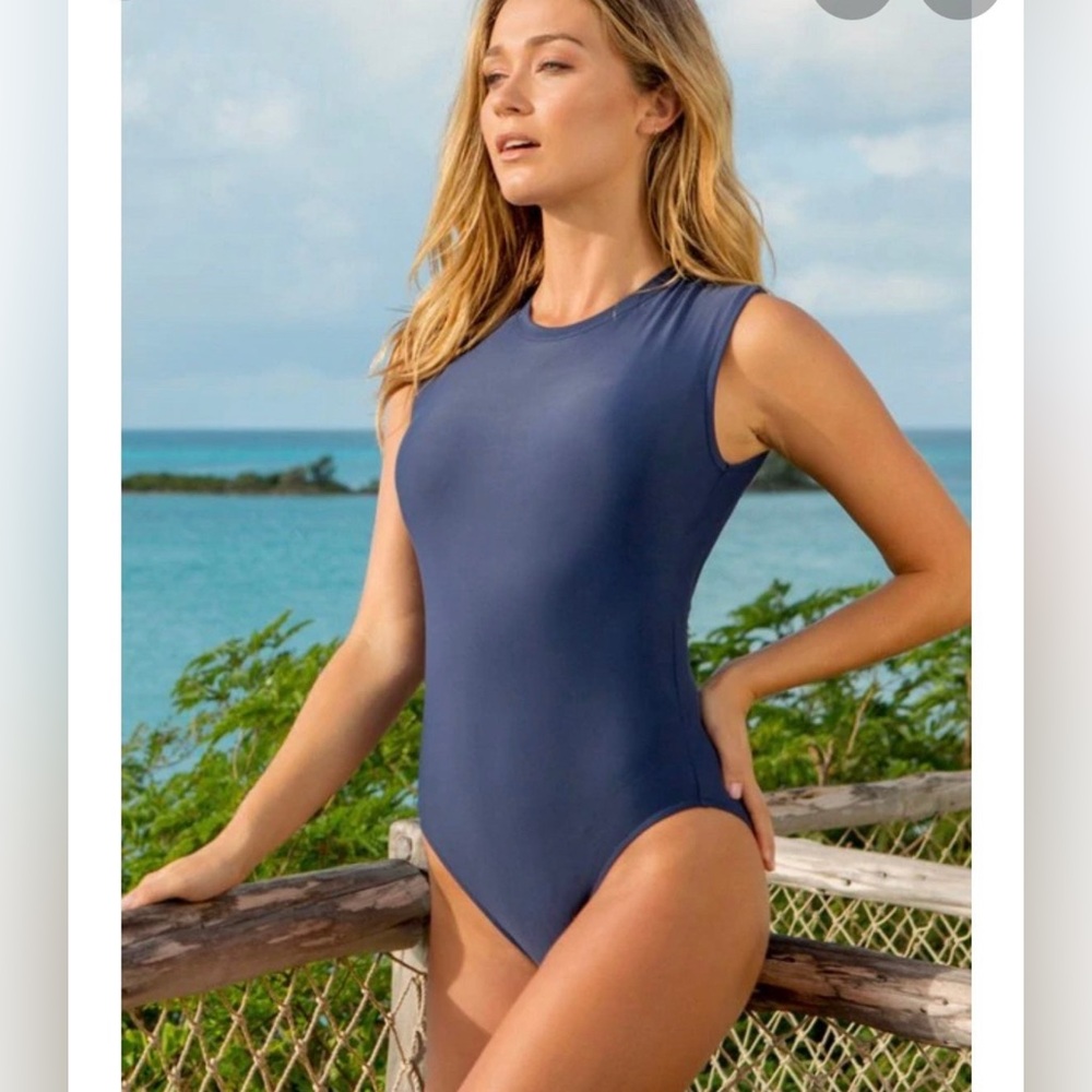 Hapari NWT Navy Crew Neck‎ One Piece Swimsuit SZ 1X - Picture 2 of 11